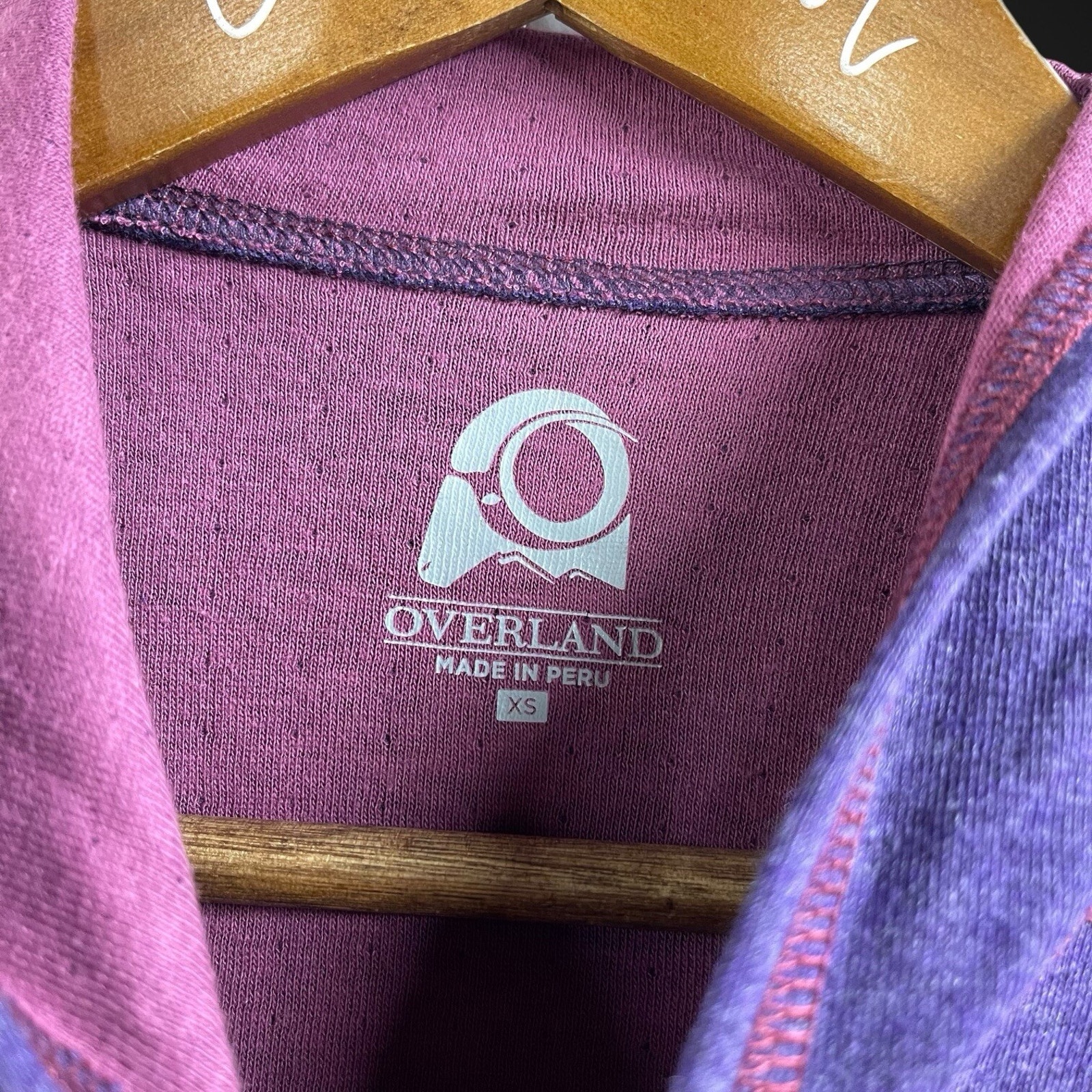Overland Full Zip Hoodie Sweatshirt Peru Cotton Blend Xs Purple Nwt — image 5 of 8